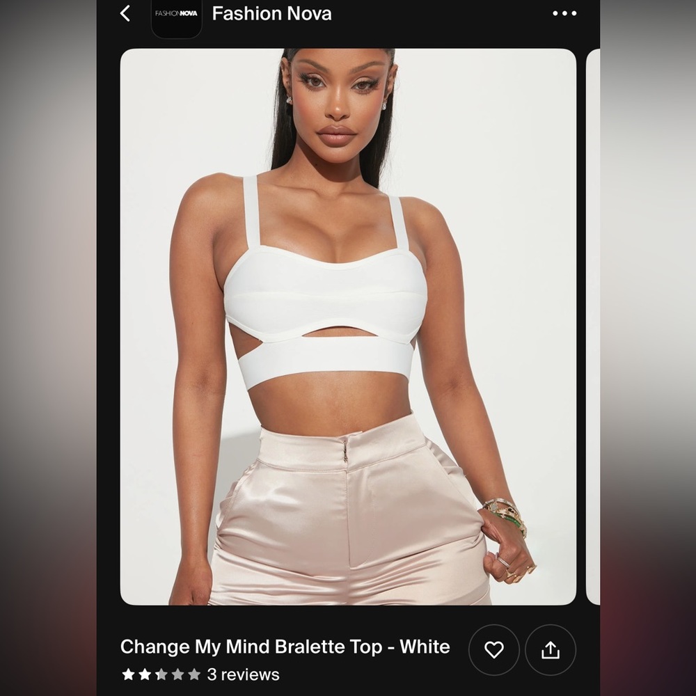 Fashion Nova white top never worn:brand new size small